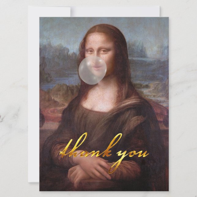 Mona Lisa soplando un chicle gris (Anverso)