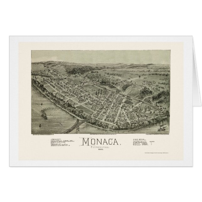 Monaca, mapa panorámico del PA - 1900 (Anverso (Horizontal))