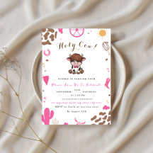 Monada invitación de cumpleaños de vaca highland s