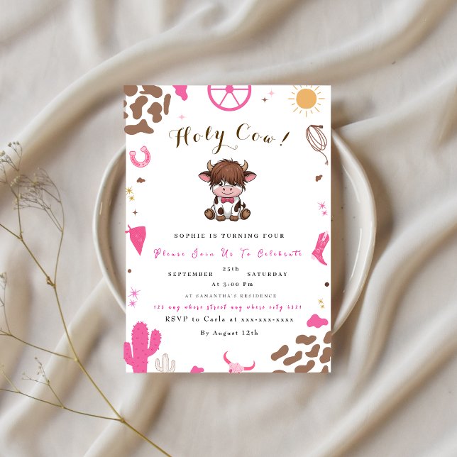 Monada invitación de cumpleaños de vaca highland s (Subido por el creador)