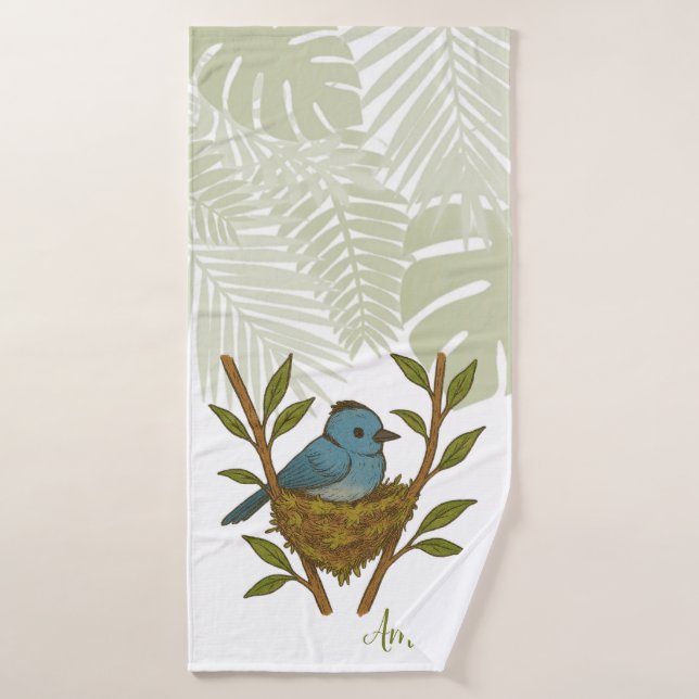 Monarca de paja negra enclavada entre las hojas (Toalla de baño)