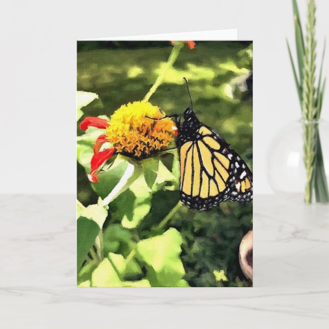 Monarca de tarjetas de felicitación en Tithonia (Anverso)