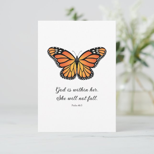 Monarca mariposa tarjeta plana Dios está dentro de (Anverso de pie)