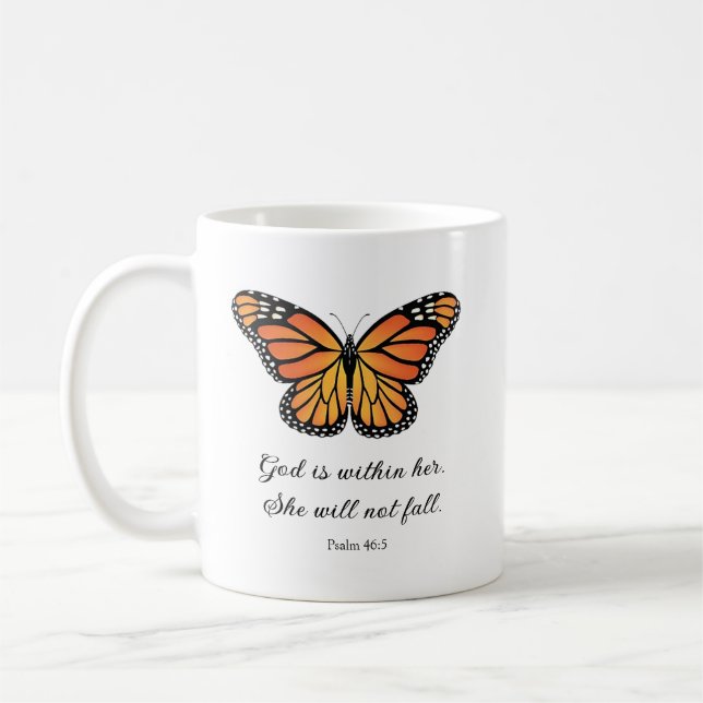 Monarca Mariposa taza de café, Dios está dentro de (Izquierda)