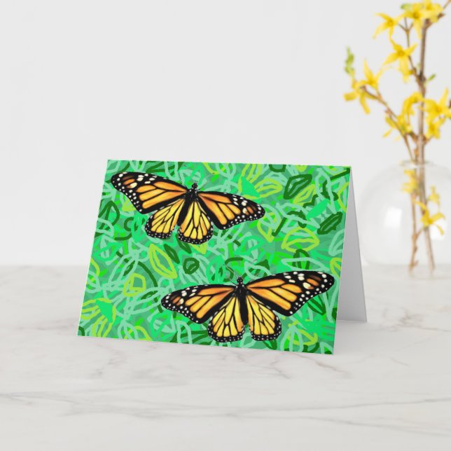 Monarcas de tarjetas de felicitación/hojas abstrac (flor amarilla)