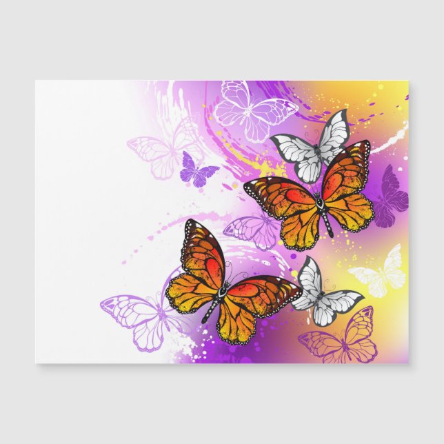 Monarch Butterflies on Purple Background (Anverso)