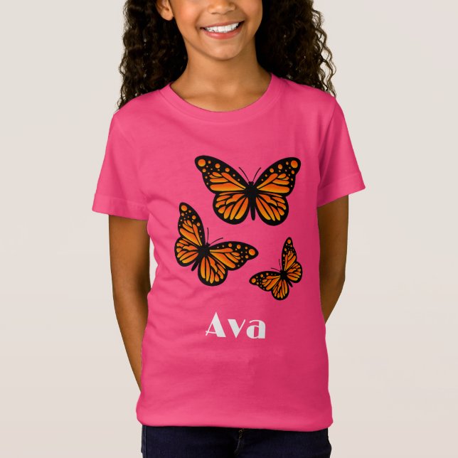 Monarch Butterfly Design - Chica Fine Jersey T-Sh (Anverso)