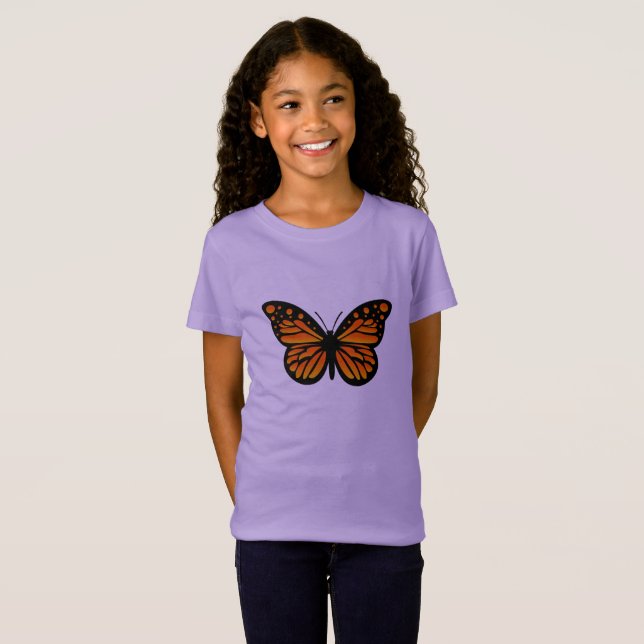 Monarch Butterfly Design - Chica Fine Jersey T-Sh (Anverso completo)