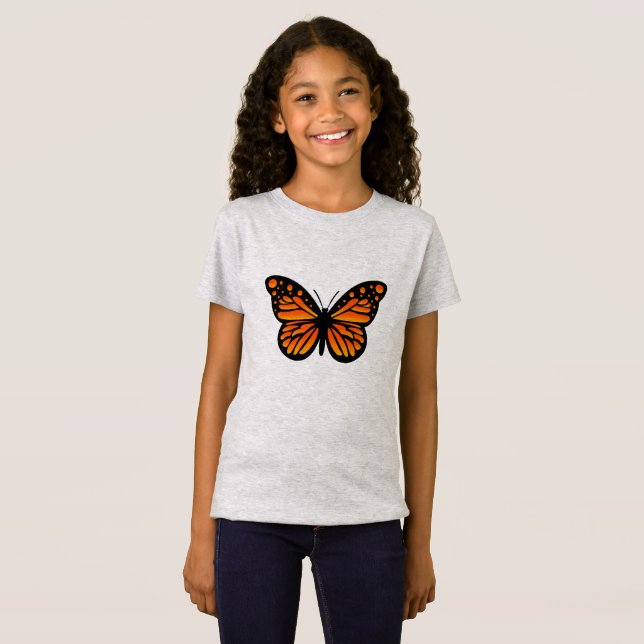 Monarch Butterfly Design - Chica Fine Jersey T-Sh (Anverso completo)