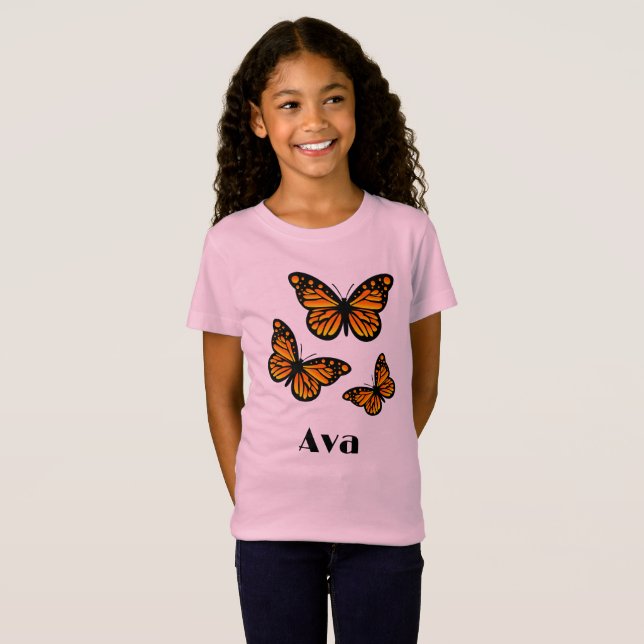 Monarch Butterfly Design - Chica Fine Jersey T-Sh (Anverso completo)