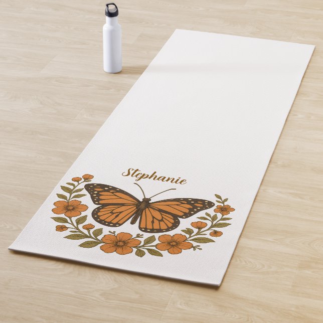 Monarch Butterfly Flower Yoga Mat (In situ)