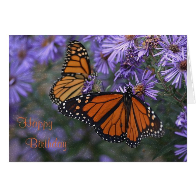 Monarch Butterfly Happy Birday (Anverso (Horizontal))