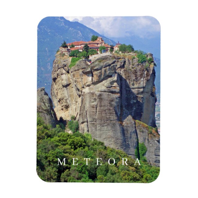 Monasterio de Meteora vista imán de nevera (Vertical)