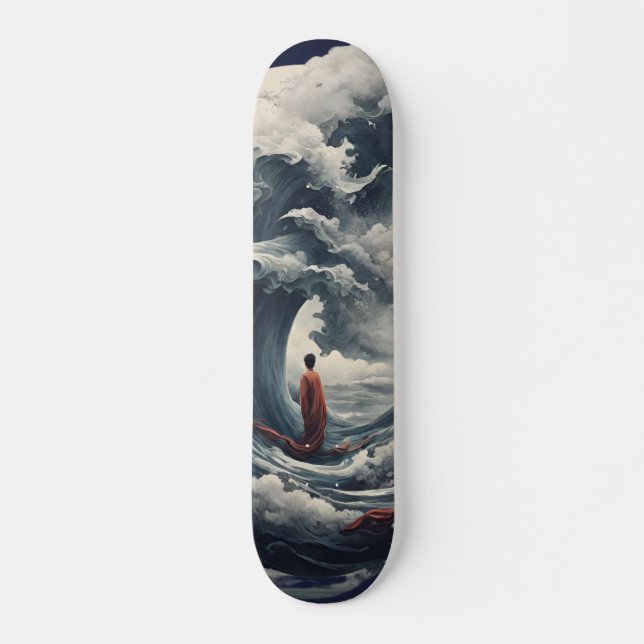 Mönch zwischen tobender Welle Skateboard Deck (Anverso )
