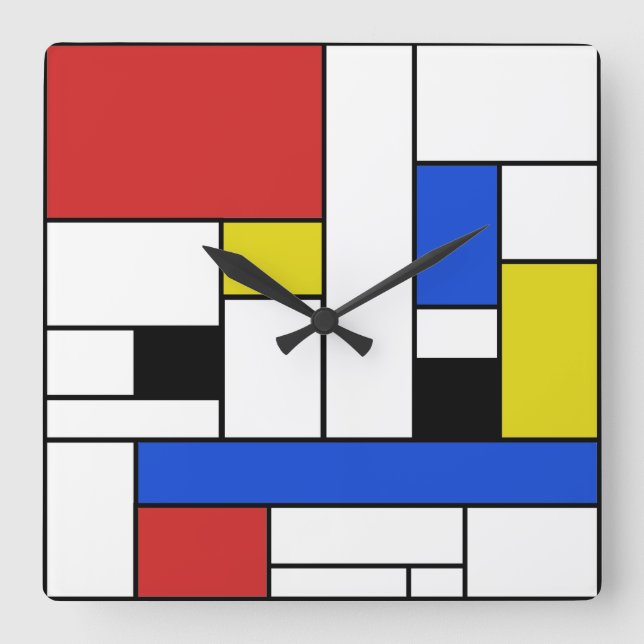 Mondrian alinea el reloj de pared cuadrado (Anverso)