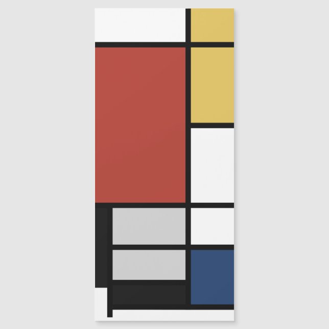 Mondrian Pintura de Plano Rojo Amarillo Azul Gris  (Anverso)