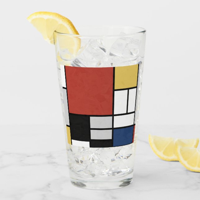 Mondrian Pintura de Plano Rojo Amarillo Azul Gris  (Anverso (hielo))