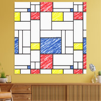 Mondrian Scribbles Minimalista De Stijl Arte Moder