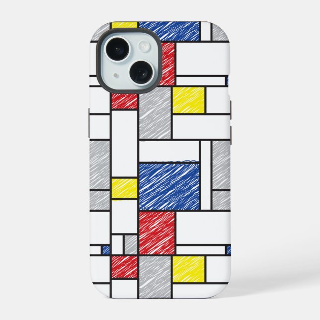 Mondrian Scribbles Minimalista De Stijl Arte Moder (Reverso )