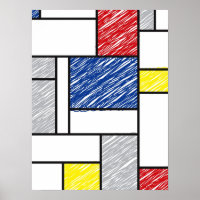 Mondrian Scribbles Minimalista De Stijl Arte Moder