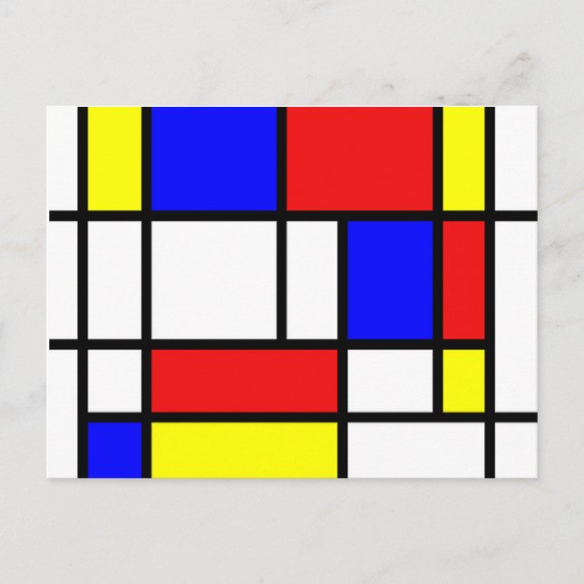 Mondrian, tarjeta postal de parodia de composición (Anverso)
