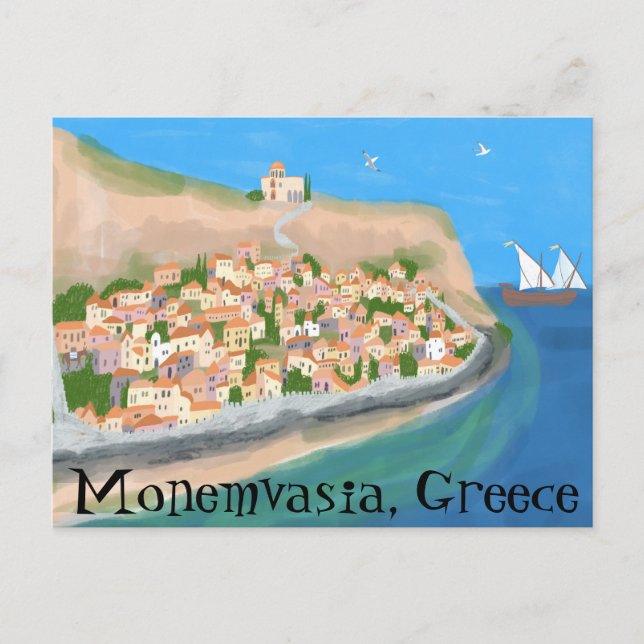 MONEMVASIA GRECIA Isla Arte Viaje Tarjeta postal (Anverso)