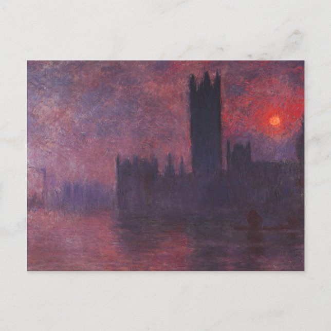 Monet Houses del Parlamento en la postal del atard (Anverso)