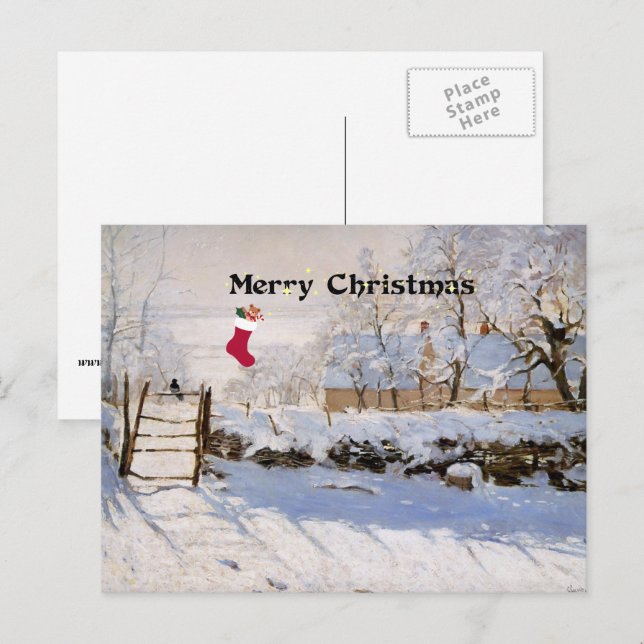 Monet - La Magpie, los saludos de Navidad (Anverso / Reverso)