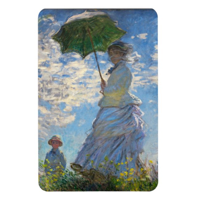 Monet la mujer del paseo con imán de sombrilla (Vertical)