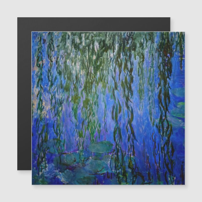 Monet - Lilis de agua llorando sauce Tarjeta magné (Anverso/Reverso)