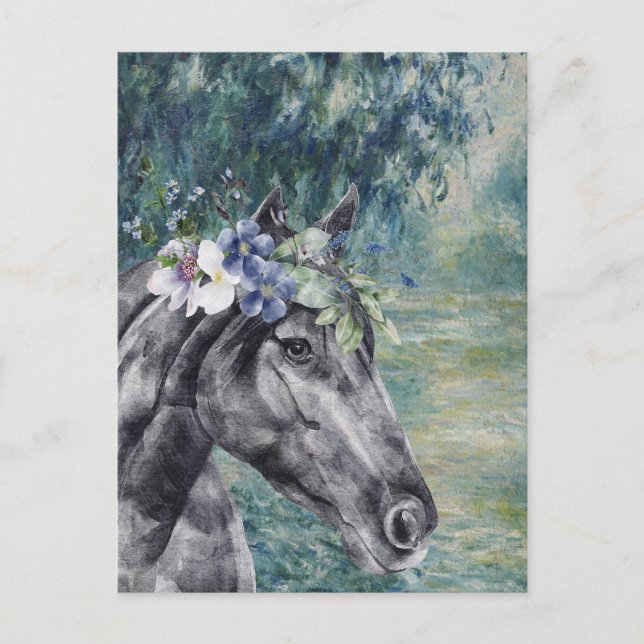 Monet Morning Sena y postal de caballo negro (Anverso)