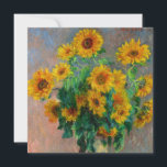 Monet Sunflowers Card<br><div class="desc">Tarjeta con la pintura al óleo de Claude Monet Bouquet of Sunflowers (1881). Hermosos girasoles en un jarrón azul sobre una mesa roja. Un gran regalo para los aficionados al impresionismo y al arte francés.</div>