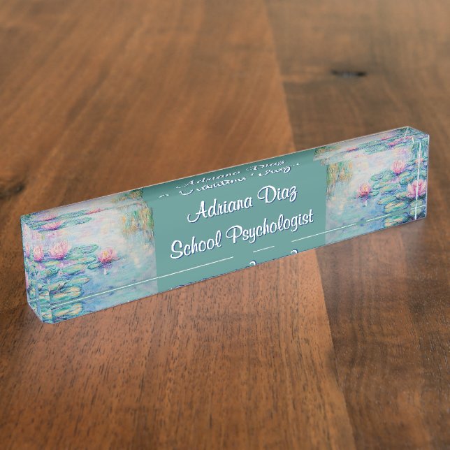 Monet Water Lillies Escritorio acrílico placa de n (Lateral)