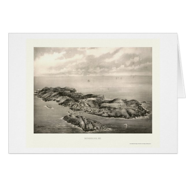 Monhegan, YO mapa panorámico - 1896 (Anverso (Horizontal))