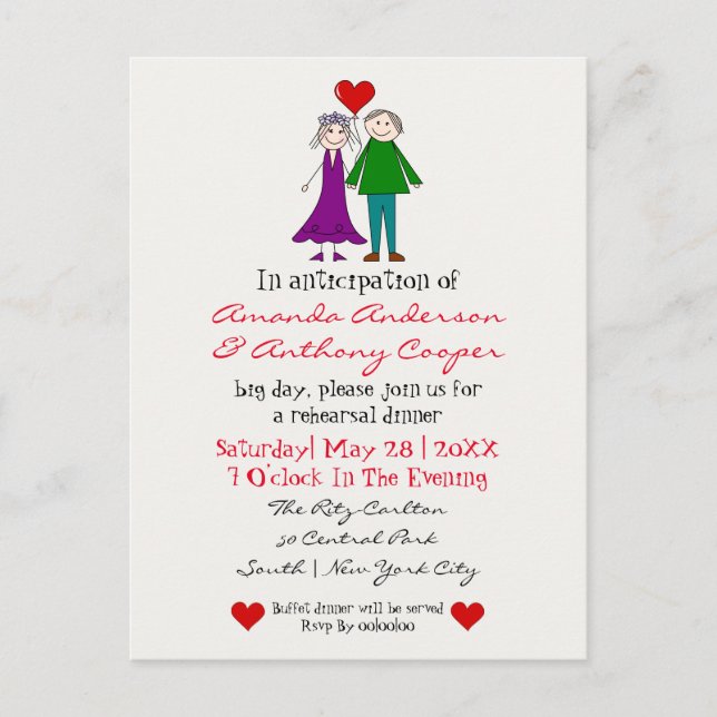 Monita invitación a la cena de ensayo de presupues (Anverso)