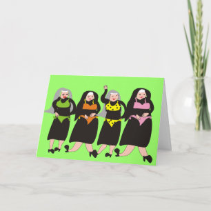 Monjas con tarjeta de saludo de bikinis