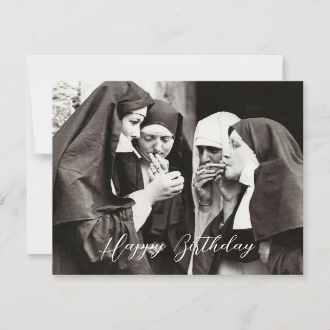 Monjas fumando fotografía vintage (Anverso)