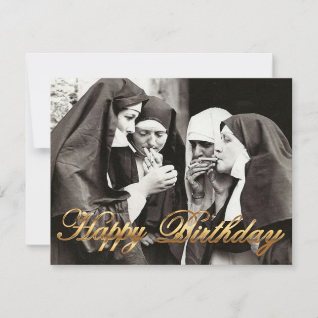Monjas fumando fotografía vintage (Anverso)