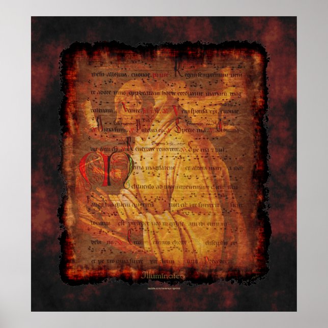 Monje cisterciense y música sagrada arte religioso (Frente)