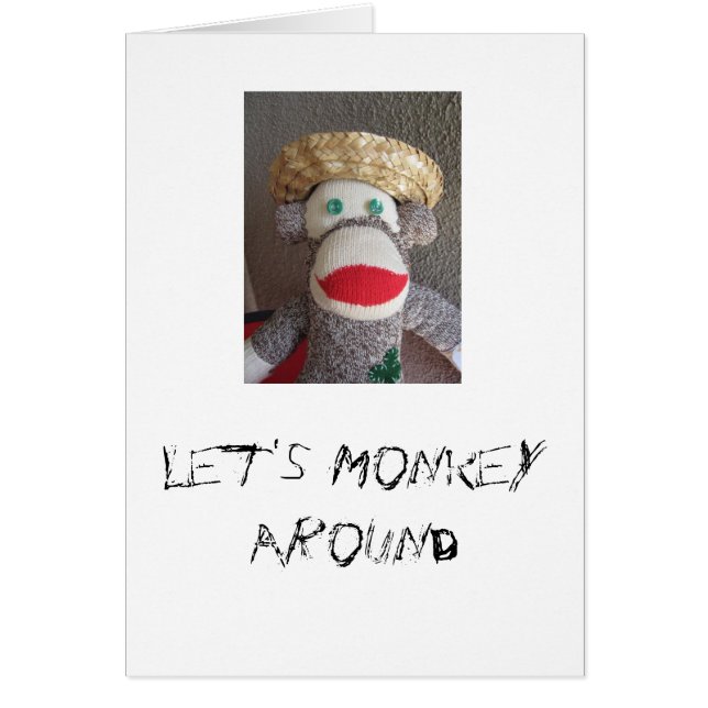 Monkey alrededor la tarjeta del mono del calcetín (Frente)