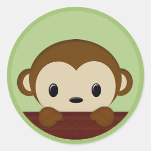 MONKEY Baby Shower Polka Dot GREEN NEUTRAL Sello