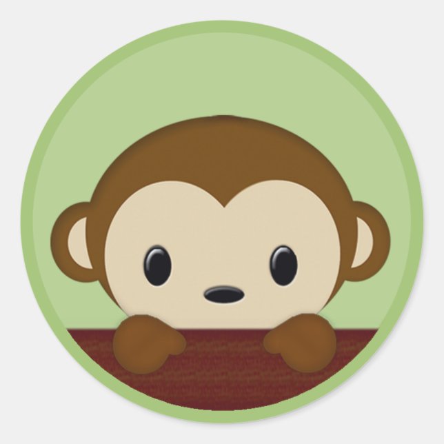 MONKEY Baby Shower Polka Dot GREEN NEUTRAL Sello (Anverso)
