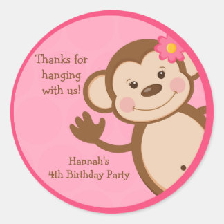 Monkey Birthday Party Favor de los Pegatinas