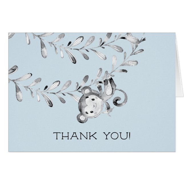 Monkey Boys Baby Shower Gracias Nota (Anverso (Horizontal))