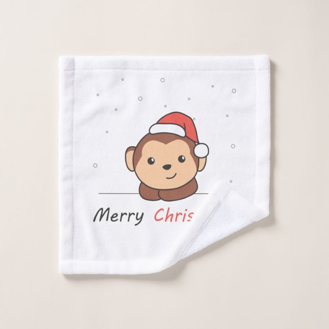 Monkey Christmas Snow Winter Animals Monkeys (Toallita)
