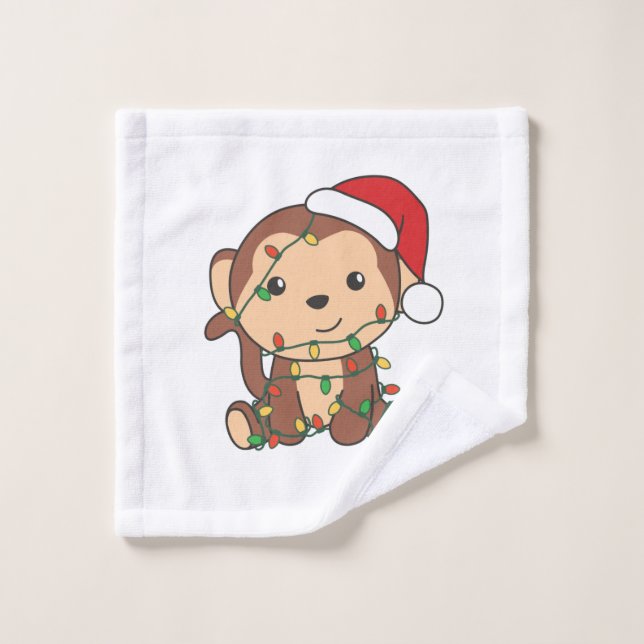 Monkey Christmas Winter Animals Monkeys (Toallita)