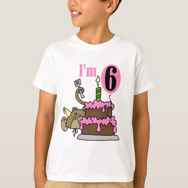 Monkey las 6tas camisetas y regalos del cumpleaños (Anverso)