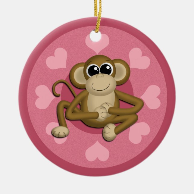Monkey Me Pink Love adorno cerámico (Frente)