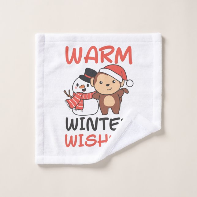 Monkey Warm Winter Wishes Snowman (Toallita)
