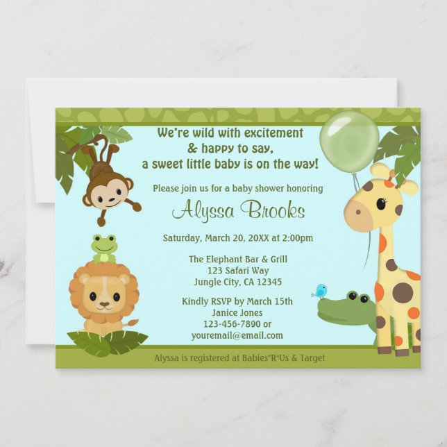 Mono animal de la invitación de la fiesta de (Anverso)